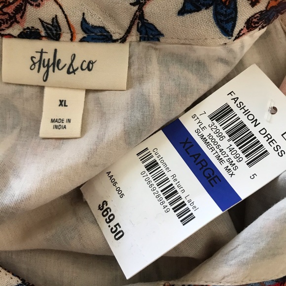 Style & Co Dress Sleeveless Floral V-Neck Ruffled - Picture 9 of 14